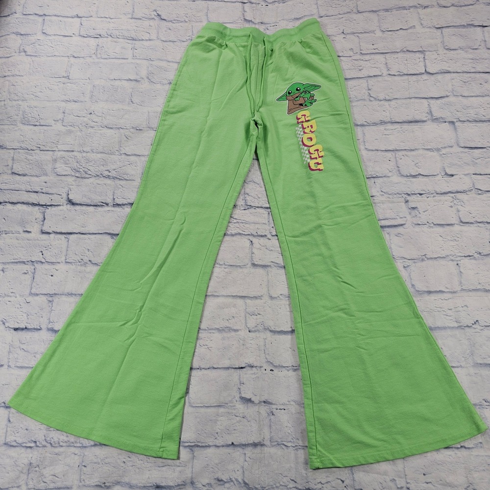 Star Wars Grogu Flare Sweatpants WOMENS S Green Baby Yoda Mandalorian Lounge